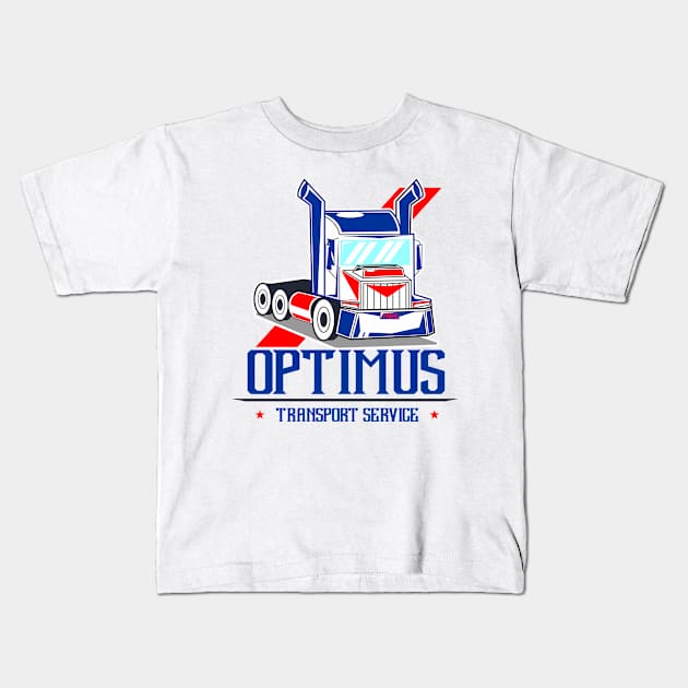 American semi truck optimus transport Kids T-Shirt by CHRONIN